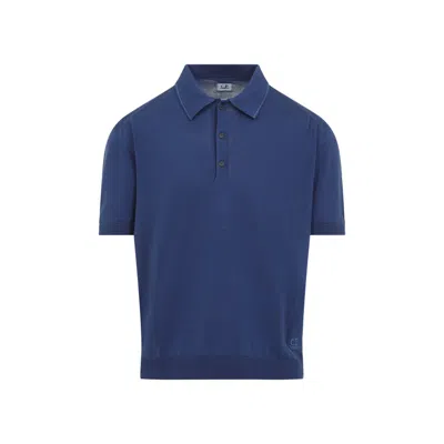 C.p. Company Blue Cotton Polo T-shirt With Buttoned Placket