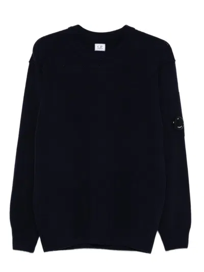 C.P. COMPANY BLUE CREWNECK LENS DETAIL SWEATER