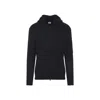 C.p. Company Signature Lens Ribbed Knit Cardigan With Hood In Black