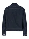 C.p. Company Blue Jacket With Classic Collar And Logo Patch On The Front In Blu