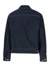 C.p. Company Blue Jacket With Classic Collar And Logo Patch On The Front In Denim Man In Blue