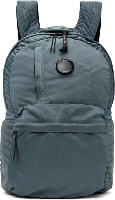 C.p. Company Blue Nylon B Lens Backpack In 872 Stormy Weather