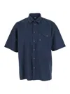 C.p. Company Blue Shirt With Classic Collar And Logo Lettering Embroidery On The Front In Blu