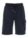 C.p. Company Blue Shorts With Lens Motif On The Leg