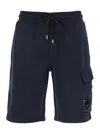 C.p. Company Blue Shorts With Lens Motif On The Leg