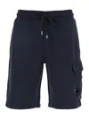 C.p. Company Blue Shorts With Lens Motif On The Leg In Multicolor
