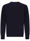 C.p. Company Blue Sweater With Textured Knit Design In Blue