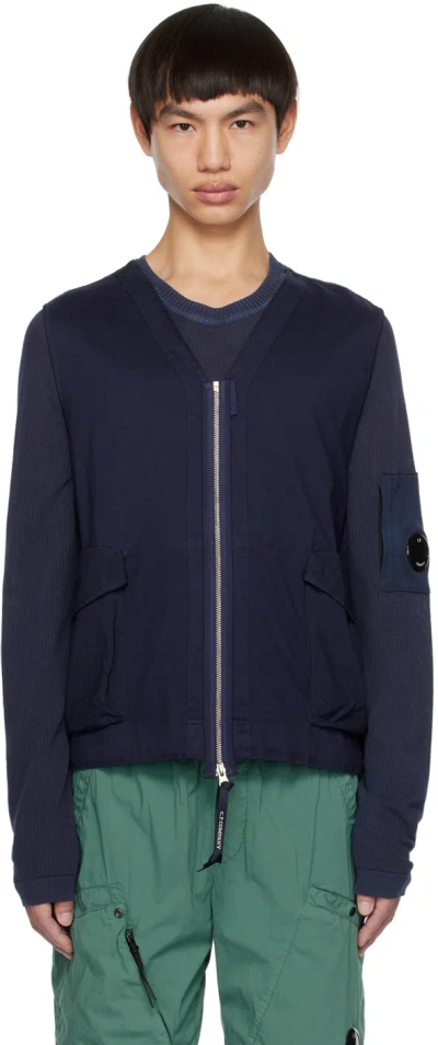 C.p. Company Blue Zip Vest In 868 Medieval Blue