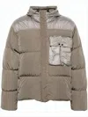 C.p. Company Boxy Cropped Padded Jacket With Horizontal Quilting In Gray