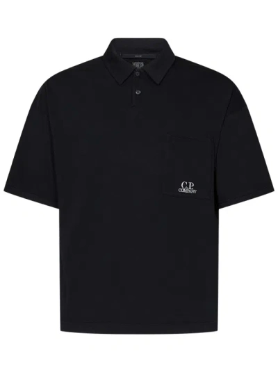 C.p. Company Boxy Fit Polo Shirt In Black Cotton Jersey