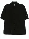C.p. Company Boxy Short-sleeve Jacket With Button-up Front In Black