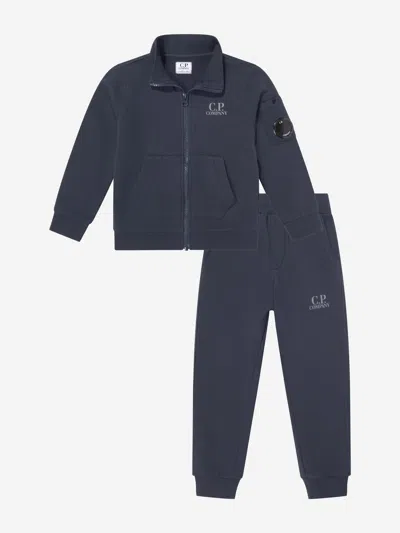 C.p. Company Babies'  Boys Diagonal Fleece Tracksuit In Blue