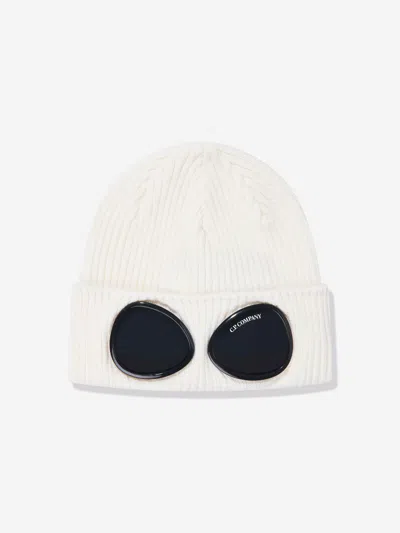 C.p. Company Kids'  Boys Goggle Beanie Hat In Ivory