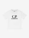 C.p. Company Boys Goggle Hood Print Logo T-shirt In Ivory
