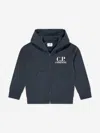 C.p. Company Boys Goggle Hooded Zip Up Top In Blue