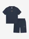 C.p. Company Boys Logo Short Set In Blue