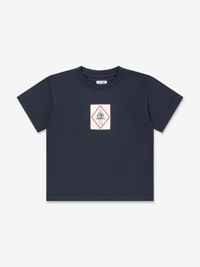 C.p. Company Babies'  Boys Logo T-shirt In Blue