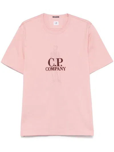 C.p. Company British Sailor-embroidery T-shirt In Pink