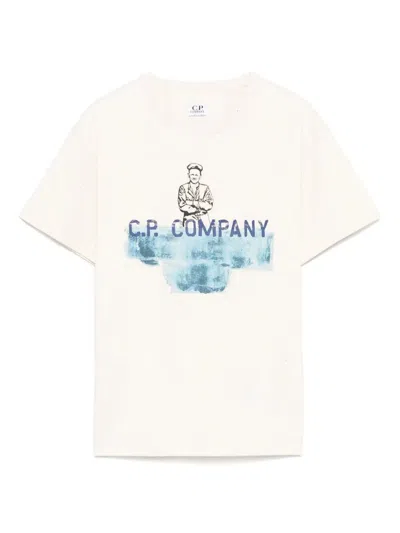 C.p. Company Kids' British Sailor Print Cotton T-shirt In Nude & Neutrals