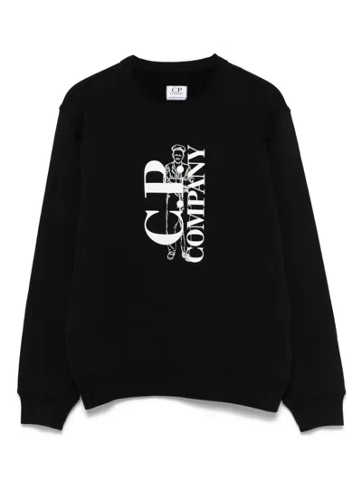 C.p. Company Kids' British Sailor Print Crew Neck Sweatshirt In Black