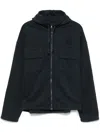 C.p. Company Cp Company Brushed And Emerized Diagonal Fleece Hooded Utility Sweatshirt In 995 Black Sand