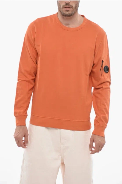 C.p. Company Brushed Cotton Crewneck Sweatshirt In Orange
