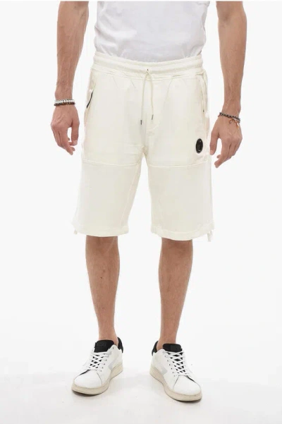 C.p. Company Brushed Cotton Shorts With Drawstrings In Neutral