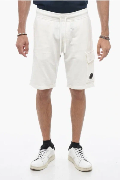 C.p. Company Brushed Cotton Shorts With Pockets In White