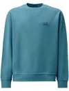 C.p. Company Brushed Emerized Diagonal Fleece Crewneck Sweater In Blue