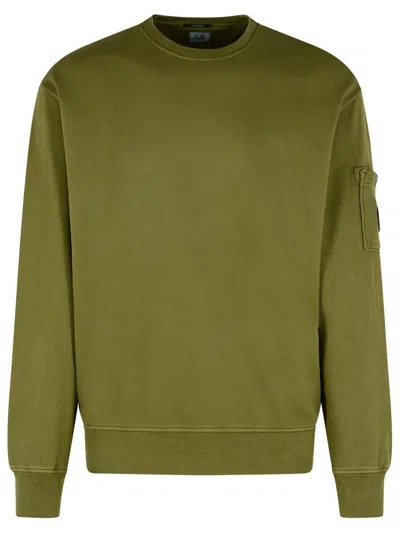 C.p. Company Cotton Sweatshirt Arm Pocket In Green