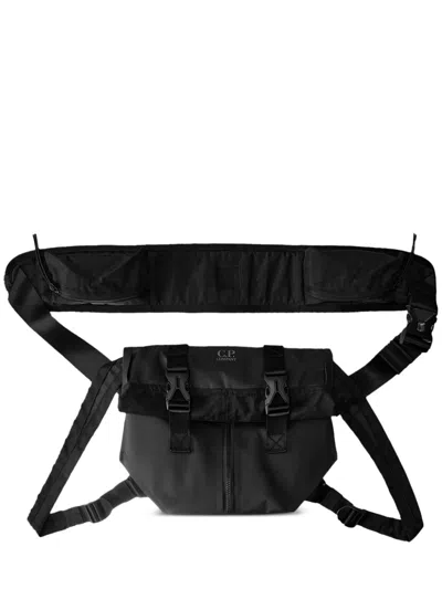 C.p. Company Buckle-fastening Roll-top Transformable Bag In Black