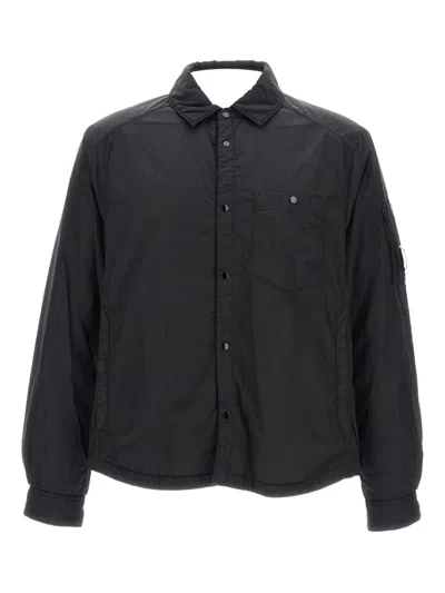 C.p. Company Button-fastening Pocket Overshirt In Blue