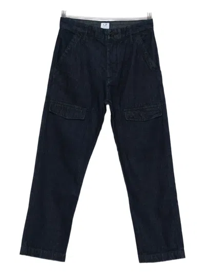 C.p. Company Kids' Button-fastening Trousers In Blue