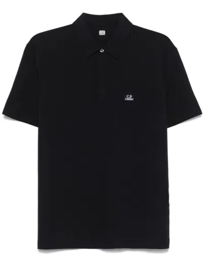 C.p. Company Buttoned Polo With Structured Collar In Black