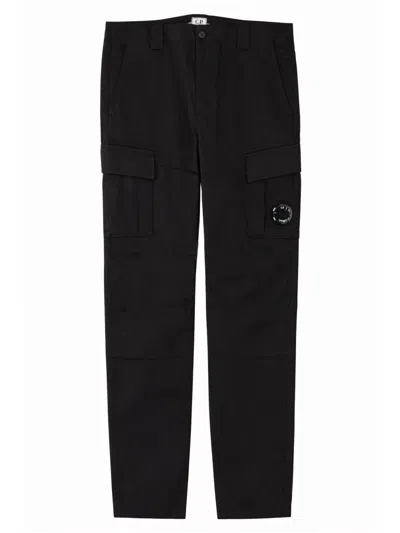 C.p. Company Neutral Ergonomic Straight-leg Cotton-blend Cargo Pants In Black