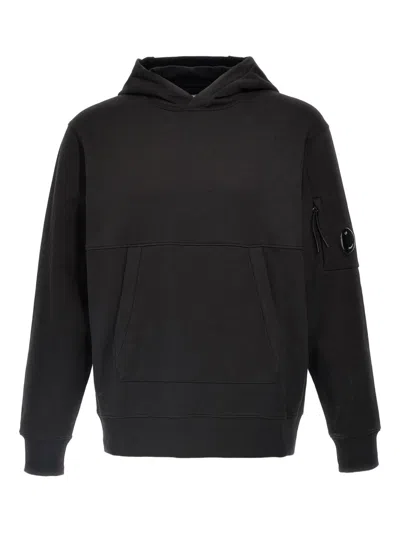 C.p. Company C. P. Company Classic Hooded Cotton Hoodie With Zip Sleeve Pocket In Black