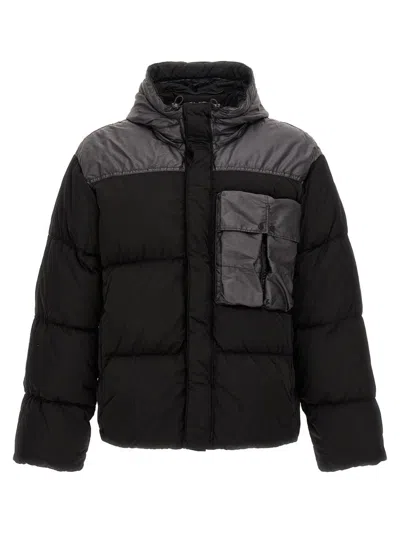 C.p. Company Long-sleeved Down Jacket With Standing Collar In Black