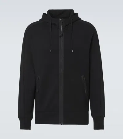 C.p. Company Relaxed Fit Black Zip-up Sweatshirt With Hood And Zippered Pockets