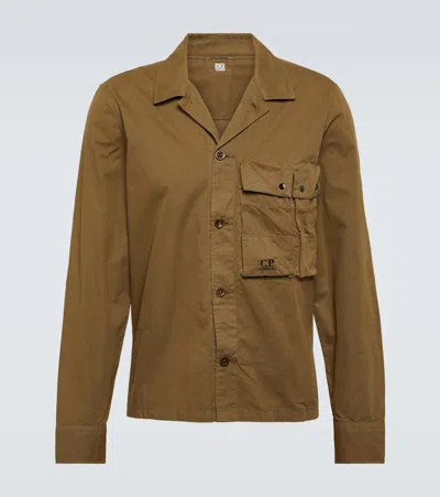 C.p. Company Cotton Gabardine Overshirt In Orange