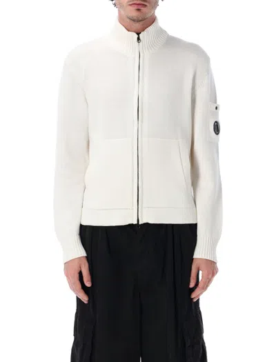 C.p. Company C. P. Company Cotton Zip-up Cardigan With High Neck And Sleeve Pocket In White
