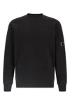 C.p. Company Sweatshirts Crew Neck In Diagonal Raised Fleece In Black