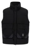 C.p. Company Black Vest With Mock Drawstring Neck And Logo Plaque On The Front In Black