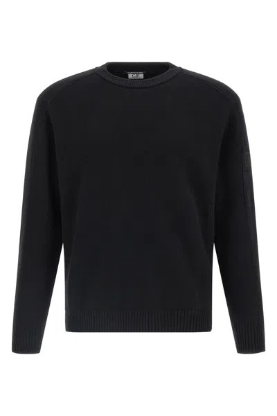 C.p. Company Fine Wool Crew Neck Sweater With Patch In Black
