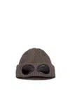 C.p. Company Extra Fine Wool Goggle Beanie In Brown