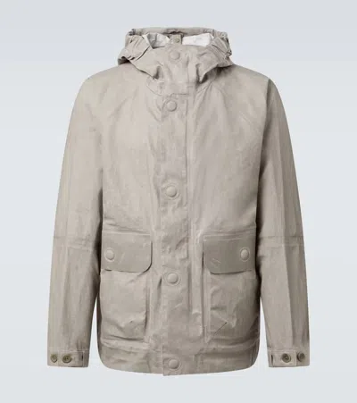 C.p. Company Goggle Lens Linen Jacket In Green