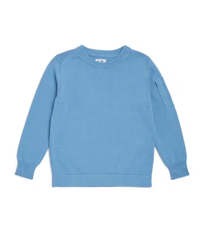 C.p. Company C. P. Company Kids Cotton Goggle-patch Sweater In Blue