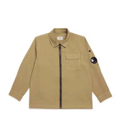 C.p. Company C. P. Company Kids Cotton Zip-up Jacket In Beige