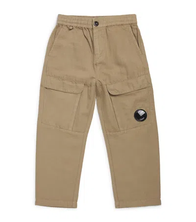 C.p. Company C. P. Company Kids Linen-cotton Cargo Trousers In Beige