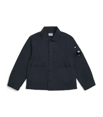 C.p. Company C. P. Company Kids Linen-cotton Utility Shirt Jacket In Blue