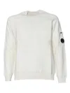C.p. Company C. P. Company Knitwear Crew Neck In Merino Wool Felted In White